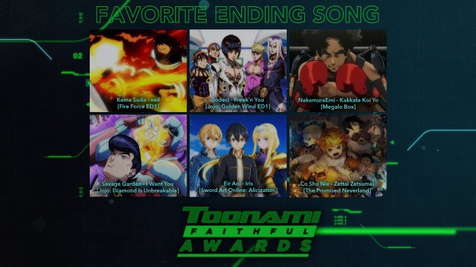 Toonami Faithful Awards Favorite Ending Song Toonami Faithful